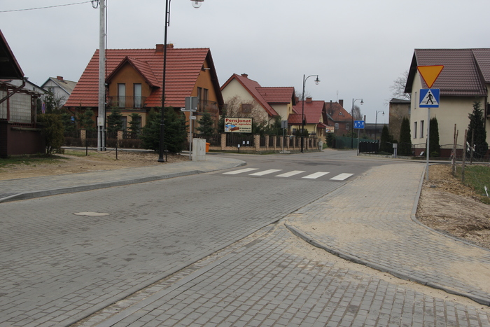 Skrzyowanie ulic Myskiej i Ogrodowej w Brusach. 